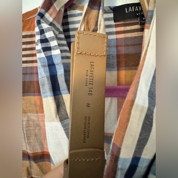 Lafayette 148 Angelique Plaid Tiered Maxi Dress Belted Linen Cotton Medium EUC - Picture 6 of 7